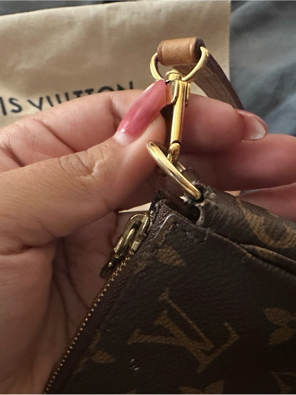 Louis Vuitton Monogram Canvas Pochette in Brown and Tan - Picture 10 of 12
